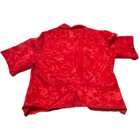 Red Floral Button-Up Blouse - Picture 3 of 6